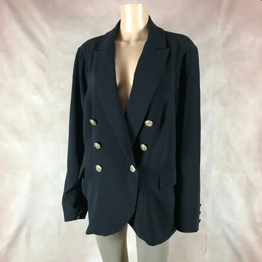 Estelle Plus Size Black Double-Breasted Blazer 2X/20W